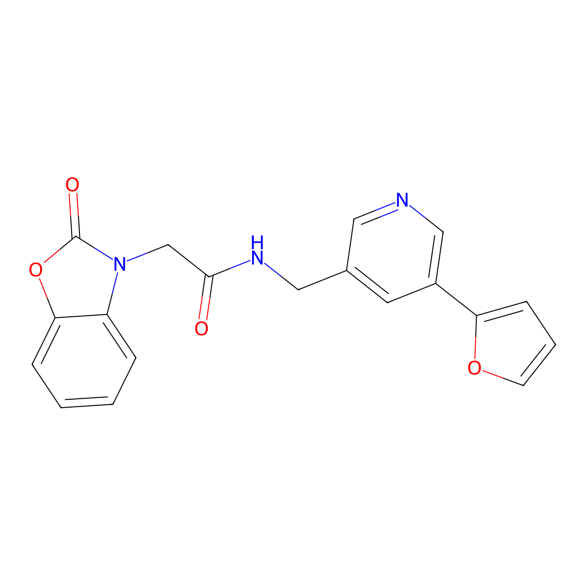 N-((5-(furan-2-yl)pyridin-3-yl)methyl)-2-(2-oxobenzo[d]oxazol-3(2H)-yl)acetamide molecular structure, CAS 2034536-78-0