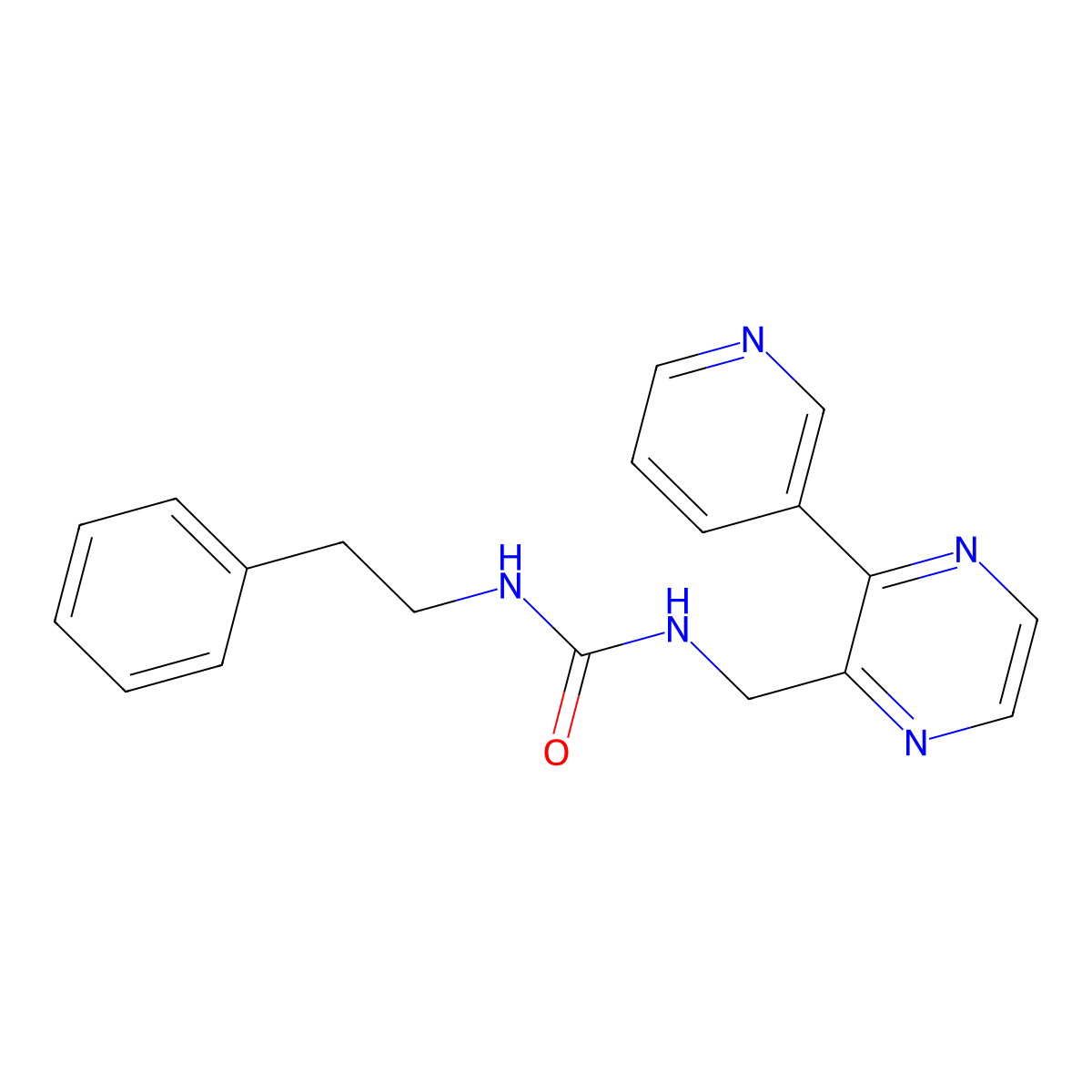 1-Phenethyl-3-((3-(pyridin-3-yl)pyrazin-2-yl)methyl)urea molecular structure, CAS 2034536-84-8