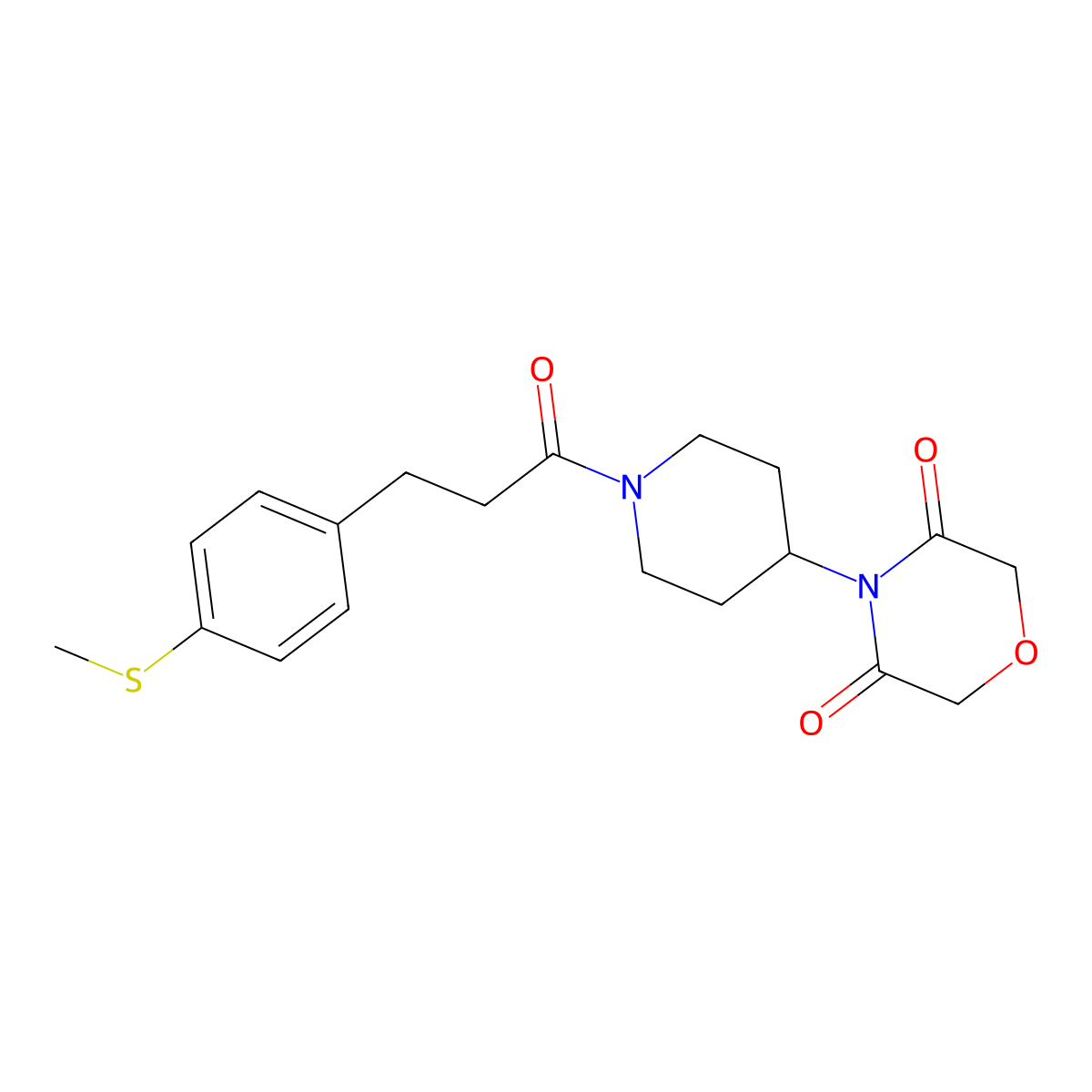 4-(1-(3-(4-(Methylthio)phenyl)propanoyl)piperidin-4-yl)morpholine-3,5-dione molecular structure, CAS 2034536-85-9