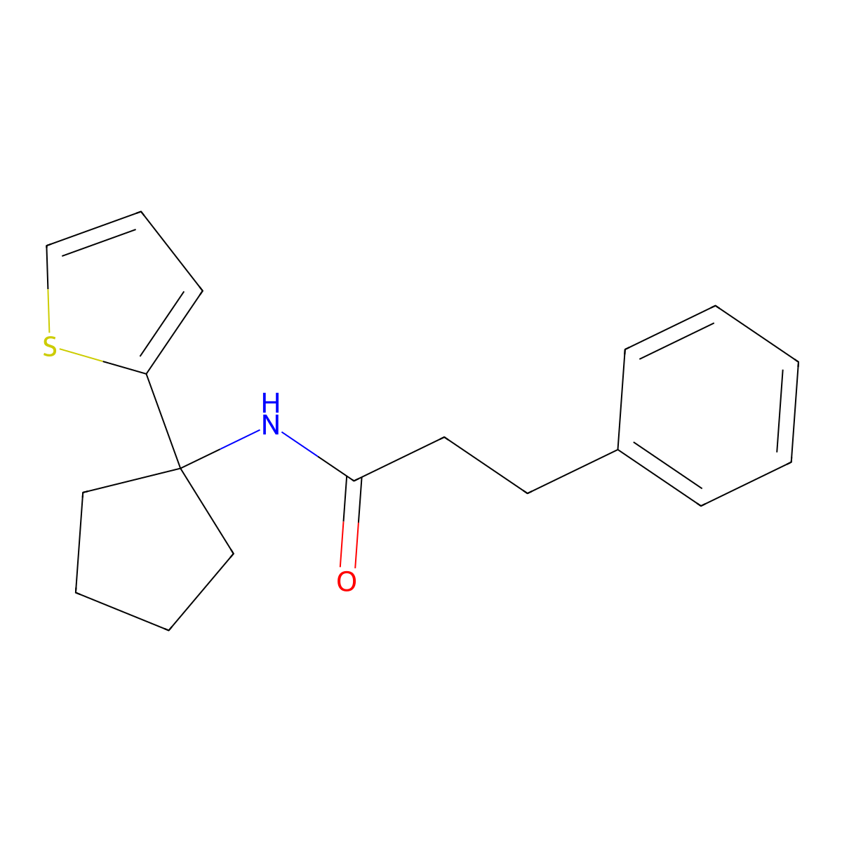 3-phenyl-N-[1-(thiophen-2-yl)cyclopentyl]propanamide molecular structure, CAS 2034536-95-1