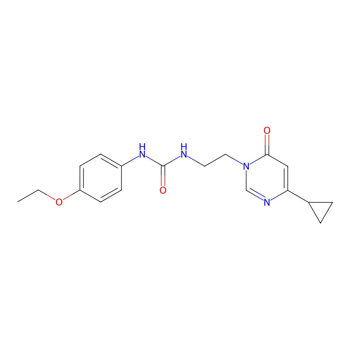 1-(2-(4-cyclopropyl-6-oxopyrimidin-1(6H)-yl)ethyl)-3-(4-ethoxyphenyl)urea molecular structure, CAS 2034536-96-2