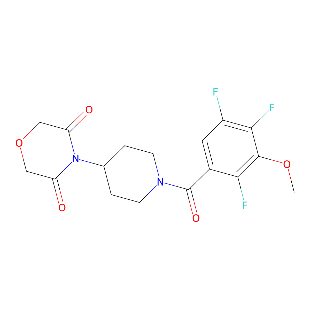 4-[1-(2,4,5-Trifluoro-3-methoxybenzoyl)piperidin-4-yl]morpholine-3,5-dione molecular structure, CAS 2034537-00-1