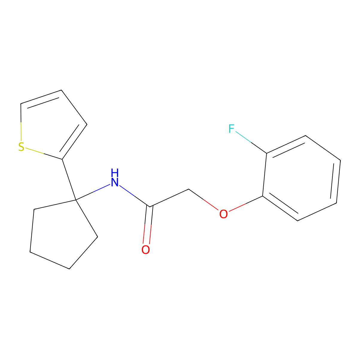 2-(2-fluorophenoxy)-N-[1-(thiophen-2-yl)cyclopentyl]acetamide molecular structure, CAS 2034537-02-3
