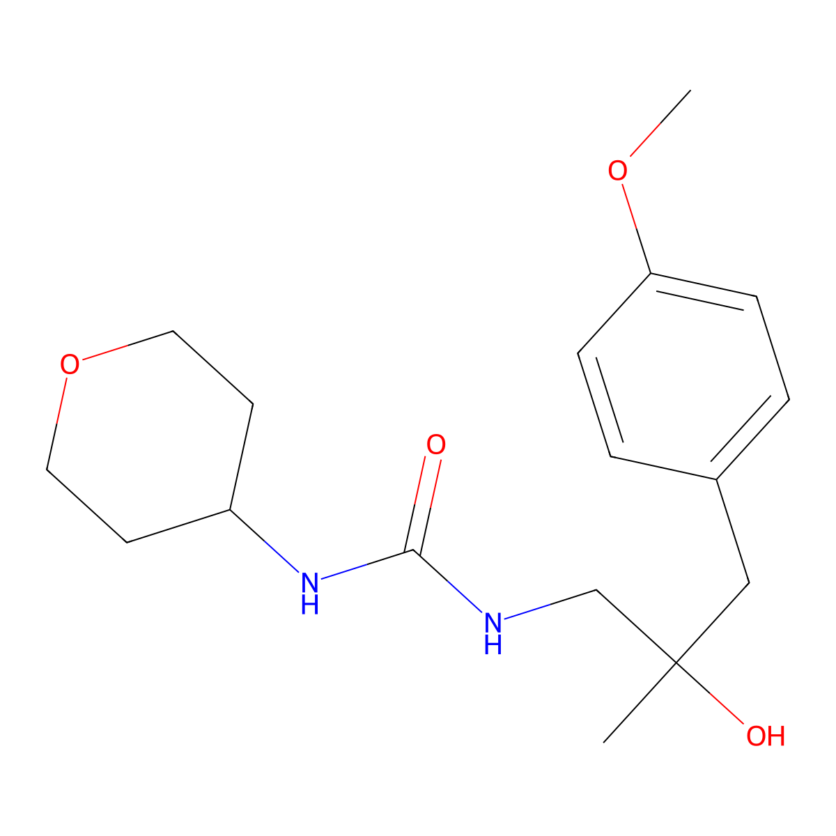 1-(2-hydroxy-3-(4-methoxyphenyl)-2-methylpropyl)-3-(tetrahydro-2H-pyran-4-yl)urea molecular structure, CAS 2034537-03-4