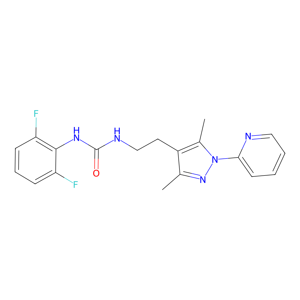 1-(2,6-difluorophenyl)-3-{2-[3,5-dimethyl-1-(pyridin-2-yl)-1H-pyrazol-4-yl]ethyl}urea molecular structure, CAS 2034537-11-4