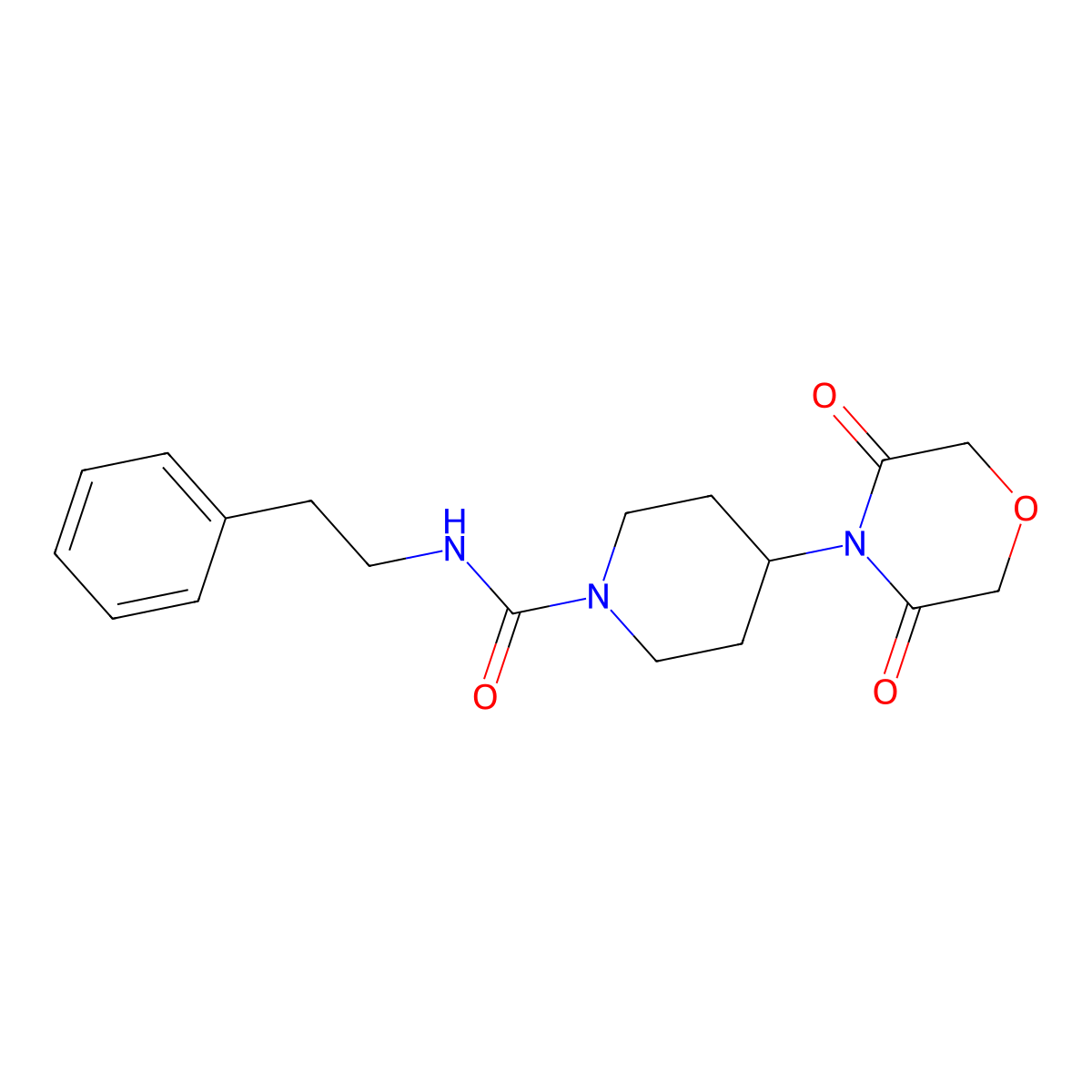 4-(3,5-dioxomorpholino)-N-phenethylpiperidine-1-carboxamide molecular structure, CAS 2034537-14-7
