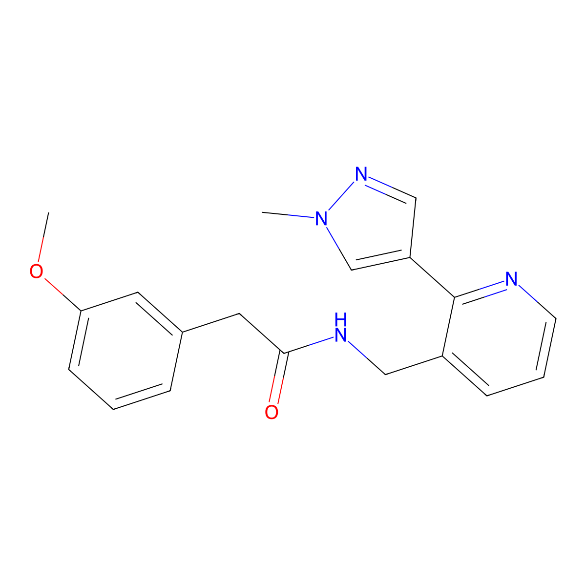 2-(3-methoxyphenyl)-N-{[2-(1-methyl-1H-pyrazol-4-yl)pyridin-3-yl]methyl}acetamide molecular structure, CAS 2034537-15-8