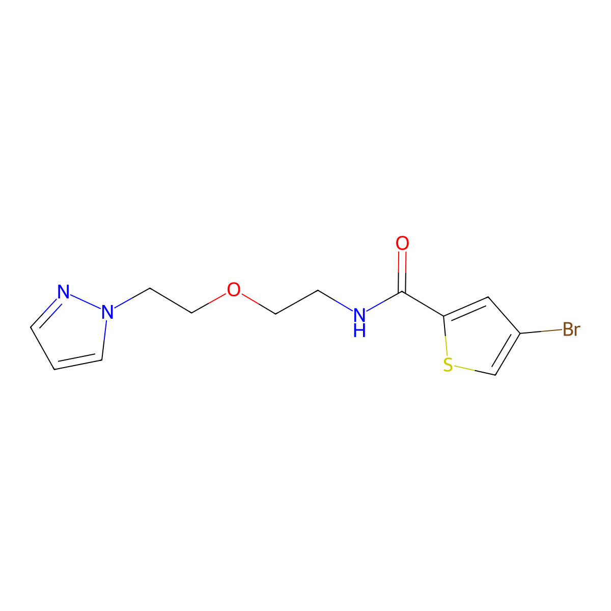 N-(2-(2-(1H-pyrazol-1-yl)ethoxy)ethyl)-4-bromothiophene-2-carboxamide molecular structure, CAS 2034537-17-0