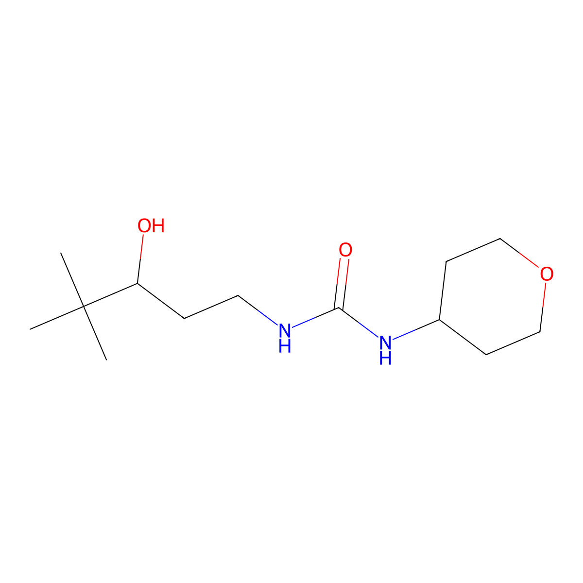 1-(3-hydroxy-4,4-dimethylpentyl)-3-(tetrahydro-2H-pyran-4-yl)urea molecular structure, CAS 2034537-26-1