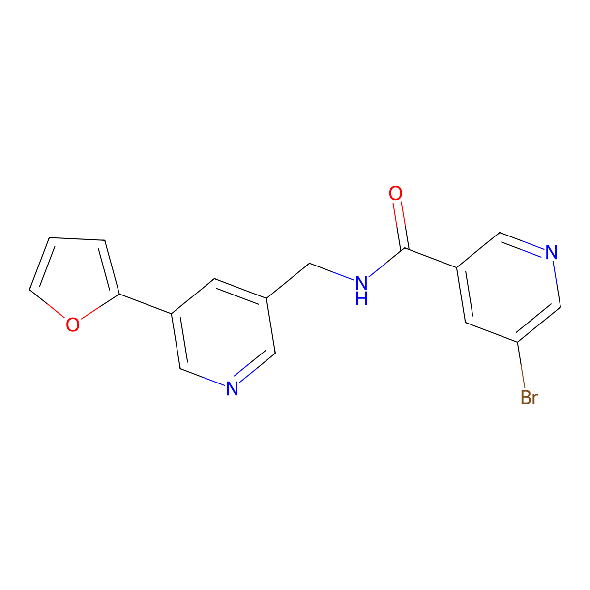 5-bromo-N-((5-(furan-2-yl)pyridin-3-yl)methyl)nicotinamide molecular structure, CAS 2034537-34-1