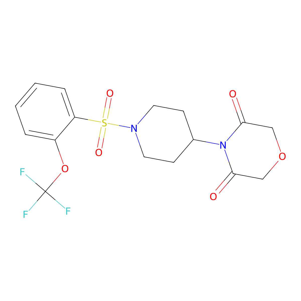 4-(1-((2-(Trifluoromethoxy)phenyl)sulfonyl)piperidin-4-yl)morpholine-3,5-dione molecular structure, CAS 2034537-45-4