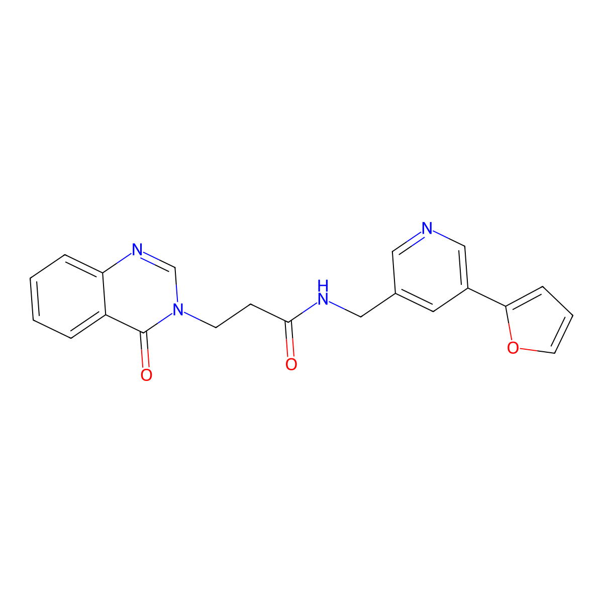 N-((5-(furan-2-yl)pyridin-3-yl)methyl)-3-(4-oxoquinazolin-3(4H)-yl)propanamide molecular structure, CAS 2034537-46-5