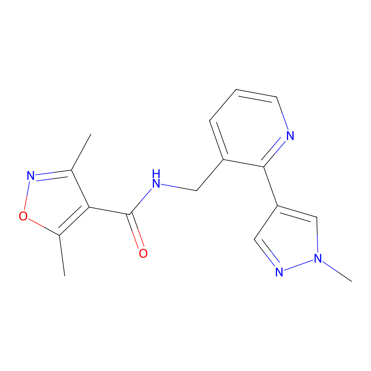 3,5-dimethyl-N-((2-(1-methyl-1H-pyrazol-4-yl)pyridin-3-yl)methyl)isoxazole-4-carboxamide molecular structure, CAS 2034537-47-6