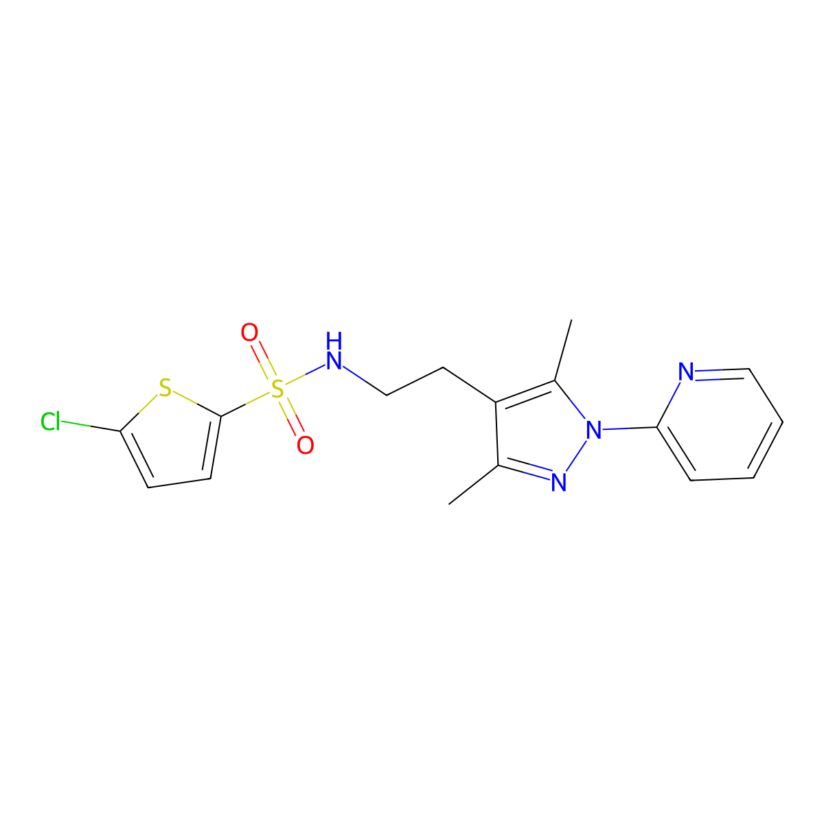 5-chloro-N-(2-(3,5-dimethyl-1-(pyridin-2-yl)-1H-pyrazol-4-yl)ethyl)thiophene-2-sulfonamide molecular structure, CAS 2034537-53-4
