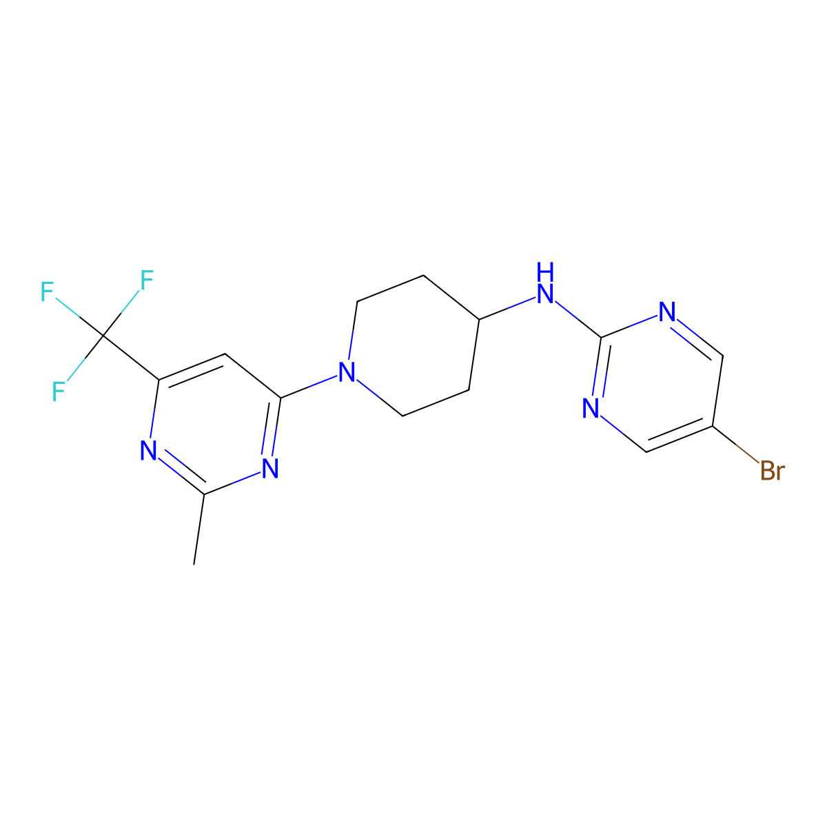 5-bromo-N-{1-[2-methyl-6-(trifluoromethyl)pyrimidin-4-yl]piperidin-4-yl}pyrimidin-2-amine molecular structure, CAS 2034537-54-5
