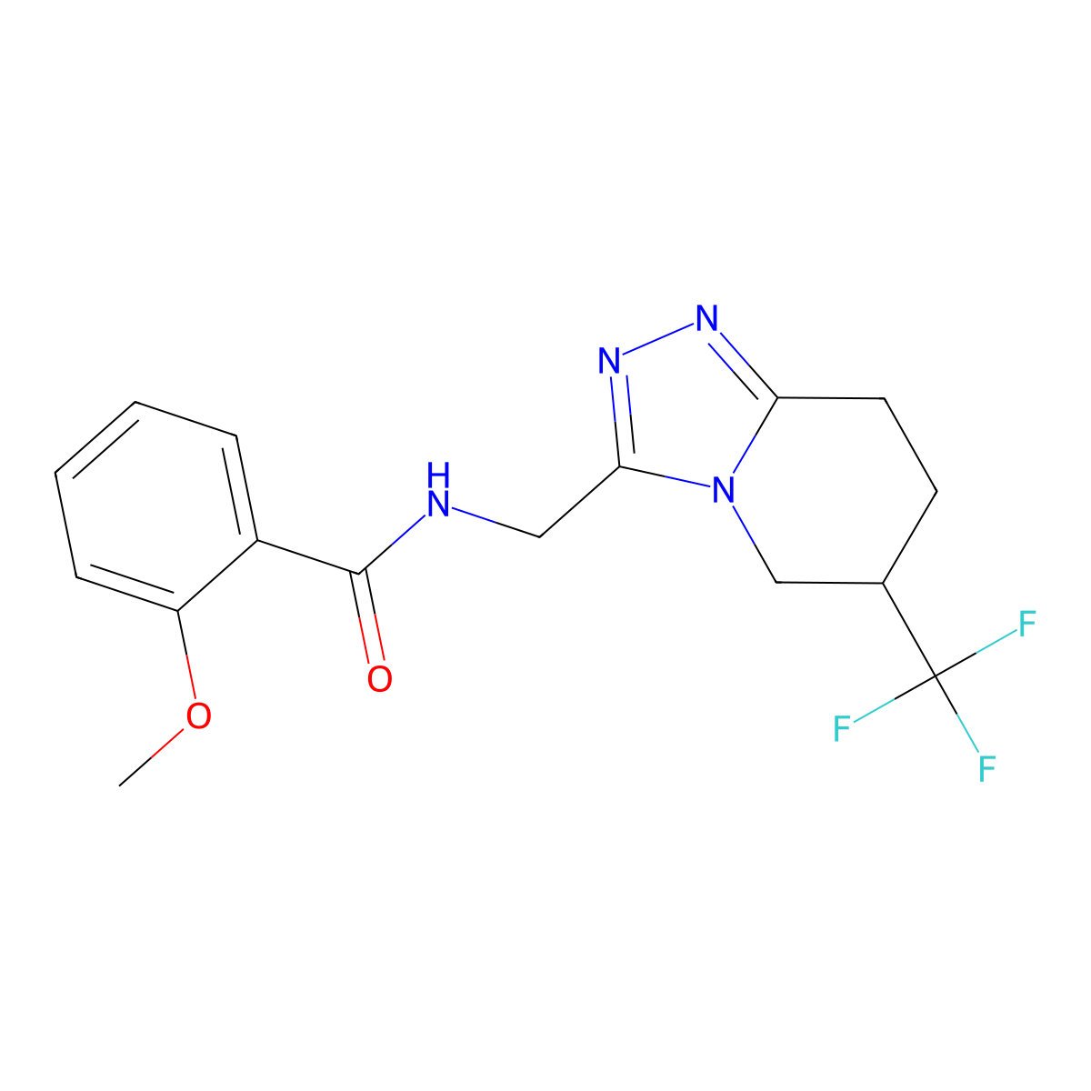 2-methoxy-N-((6-(trifluoromethyl)-5,6,7,8-tetrahydro-[1,2,4]triazolo[4,3-a]pyridin-3-yl)methyl)benzamide molecular structure, CAS 2034537-55-6