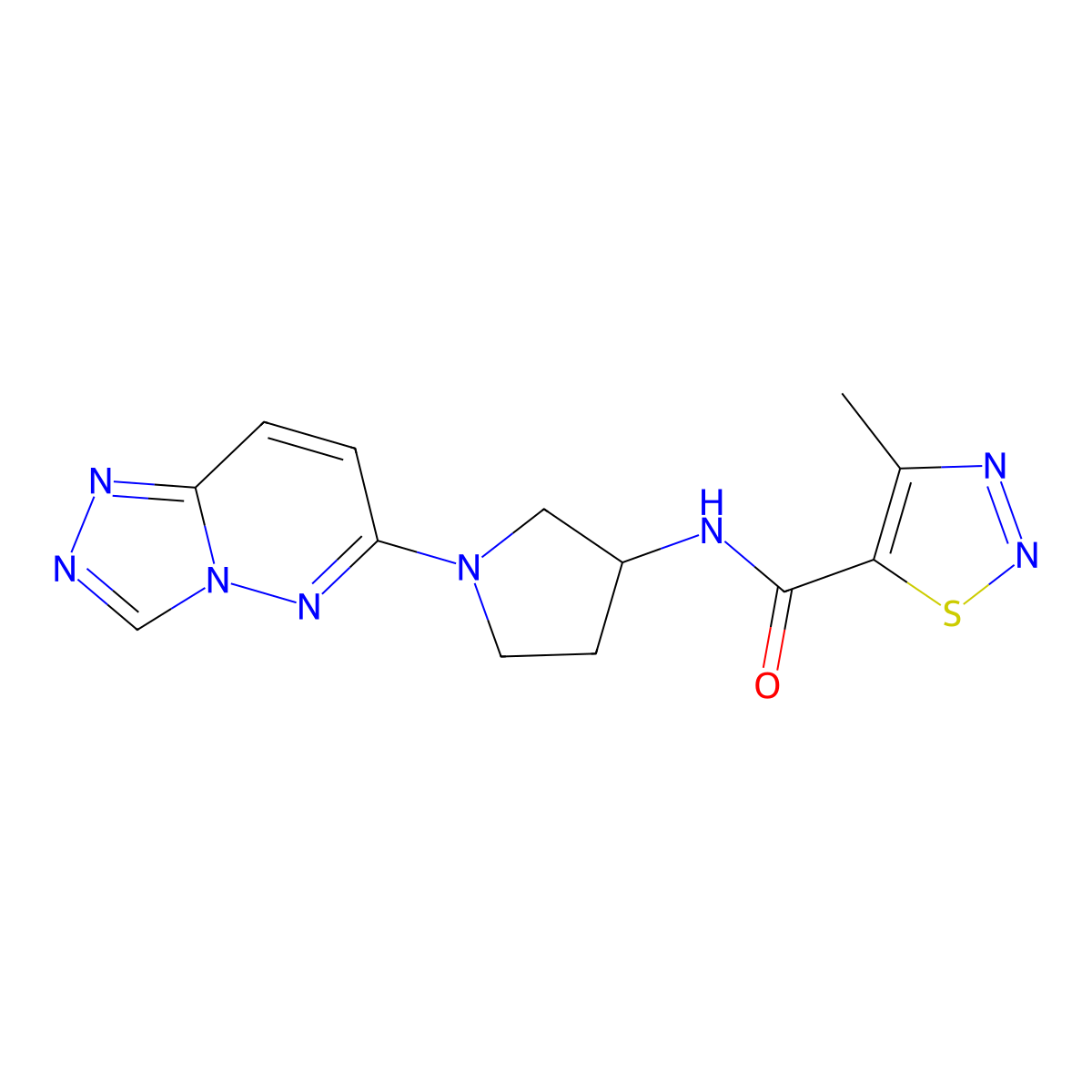 N-(1-([1,2,4]triazolo[4,3-b]pyridazin-6-yl)pyrrolidin-3-yl)-4-methyl-1,2,3-thiadiazole-5-carboxamide molecular structure, CAS 2034537-64-7