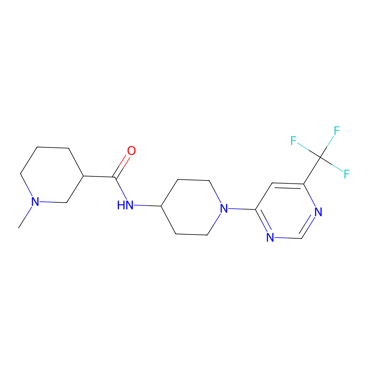 1-methyl-N-{1-[6-(trifluoromethyl)pyrimidin-4-yl]piperidin-4-yl}piperidine-3-carboxamide molecular structure, CAS 2034537-67-0