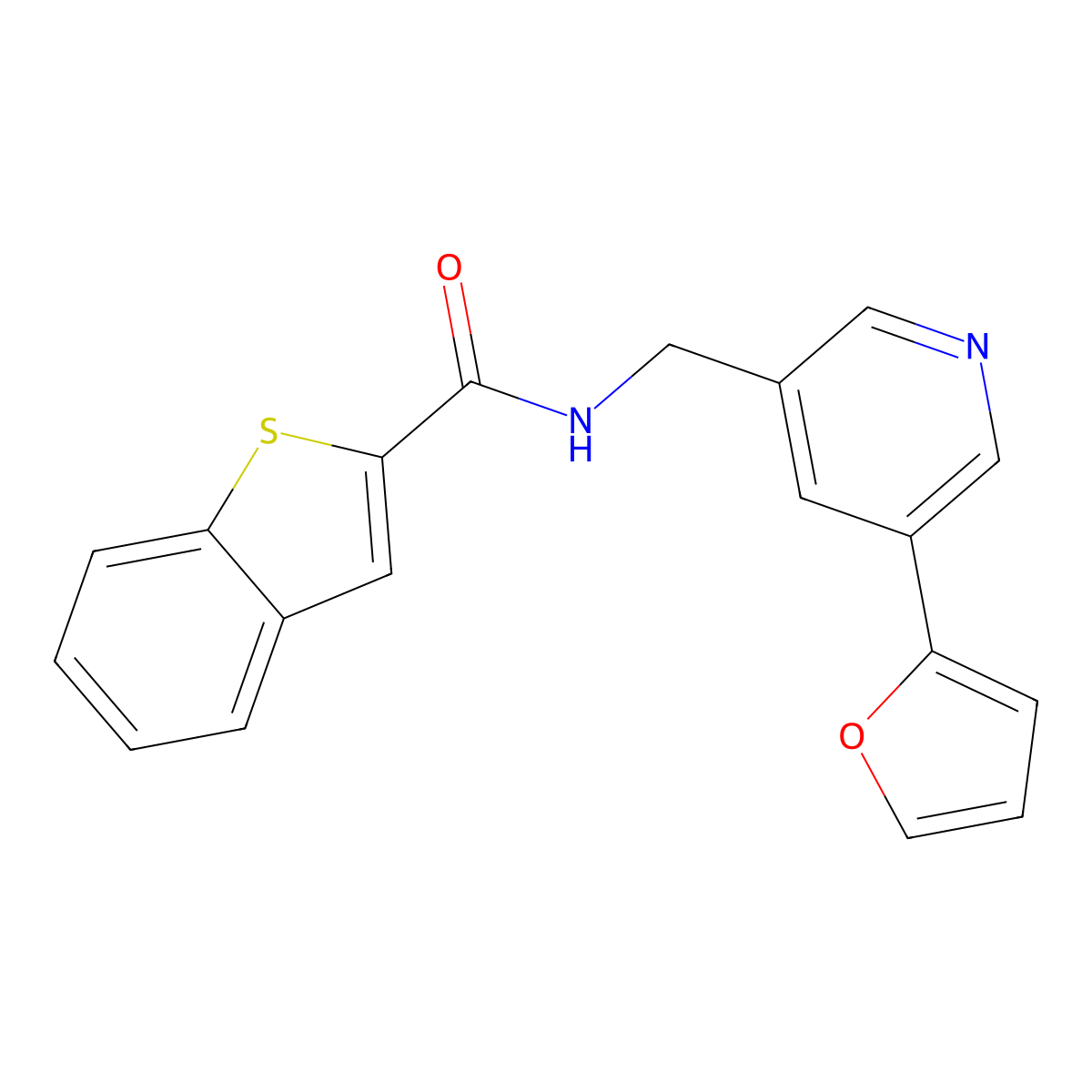 N-((5-(furan-2-yl)pyridin-3-yl)methyl)benzo[b]thiophene-2-carboxamide molecular structure, CAS 2034537-69-2