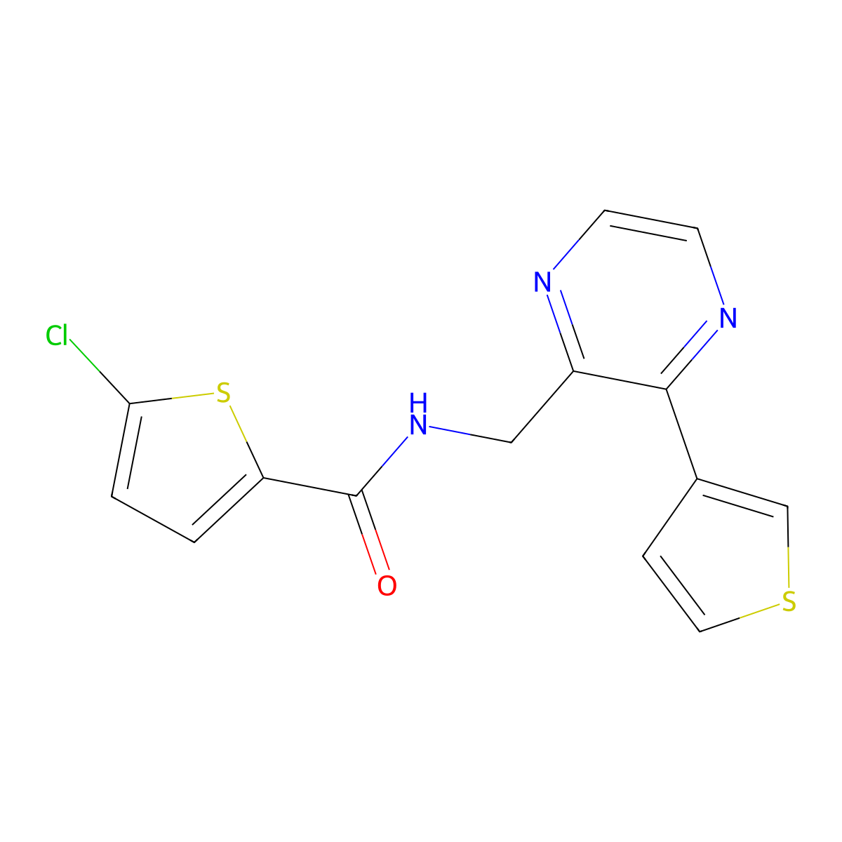 5-chloro-N-{[3-(thiophen-3-yl)pyrazin-2-yl]methyl}thiophene-2-carboxamide molecular structure, CAS 2034537-77-2