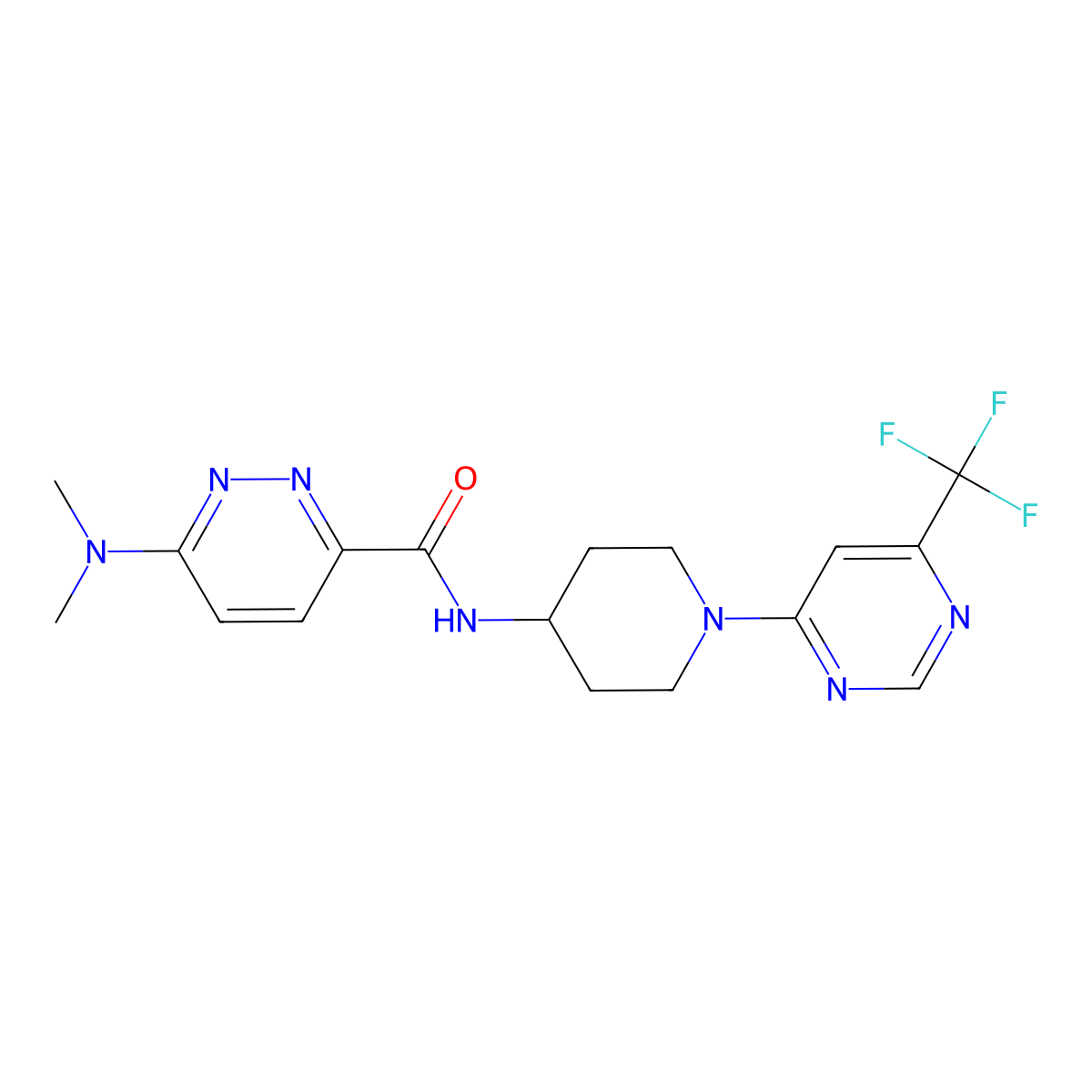 6-(dimethylamino)-N-{1-[6-(trifluoromethyl)pyrimidin-4-yl]piperidin-4-yl}pyridazine-3-carboxamide molecular structure, CAS 2034537-78-3