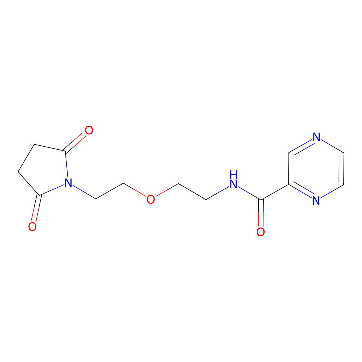 N-{2-[2-(2,5-dioxopyrrolidin-1-yl)ethoxy]ethyl}pyrazine-2-carboxamide molecular structure, CAS 2034537-81-8