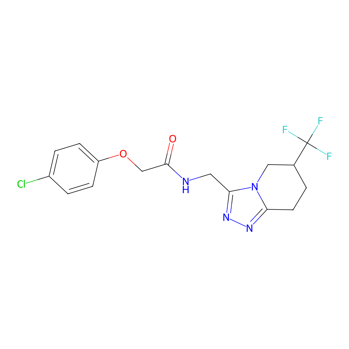 2-(4-chlorophenoxy)-N-((6-(trifluoromethyl)-5,6,7,8-tetrahydro-[1,2,4]triazolo[4,3-a]pyridin-3-yl)methyl)acetamide molecular structure, CAS 2034537-82-9