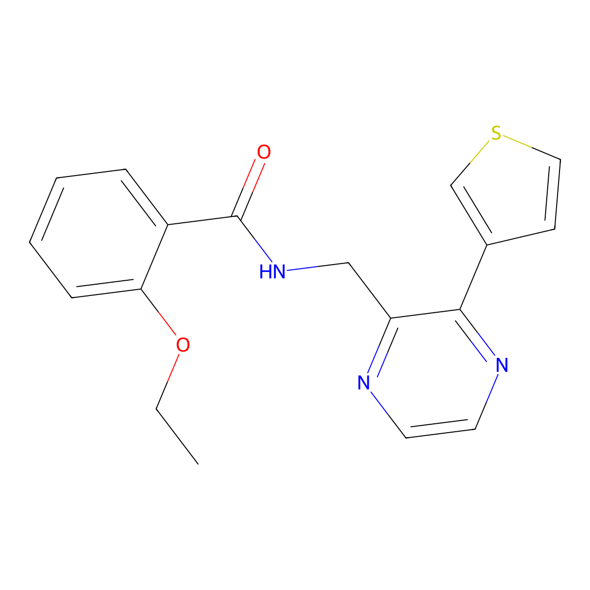 2-ethoxy-N-((3-(thiophen-3-yl)pyrazin-2-yl)methyl)benzamide molecular structure, CAS 2034537-84-1