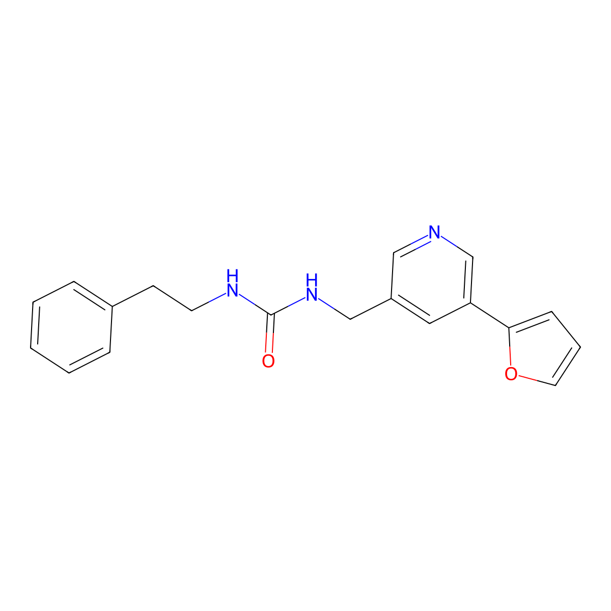 1-((5-(Furan-2-yl)pyridin-3-yl)methyl)-3-phenethylurea molecular structure, CAS 2034537-86-3