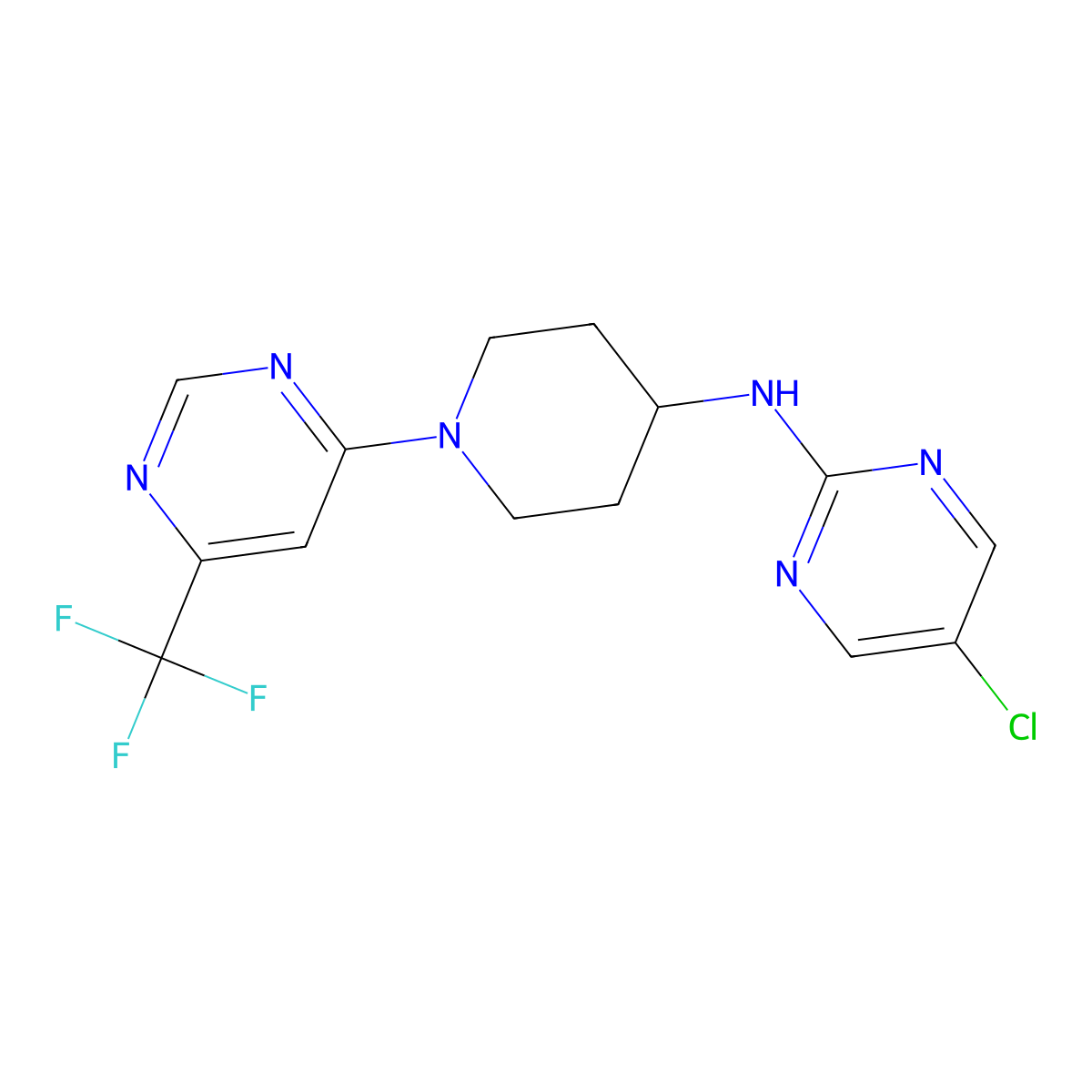 5-chloro-N-{1-[6-(trifluoromethyl)pyrimidin-4-yl]piperidin-4-yl}pyrimidin-2-amine molecular structure, CAS 2034537-87-4