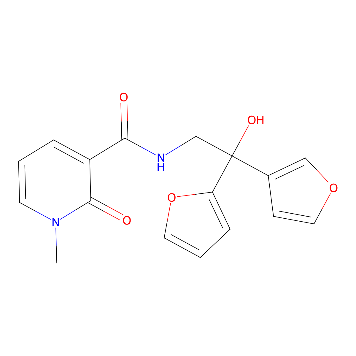 N-[2-(furan-2-yl)-2-(furan-3-yl)-2-hydroxyethyl]-1-methyl-2-oxo-1,2-dihydropyridine-3-carboxamide molecular structure, CAS 2034537-92-1