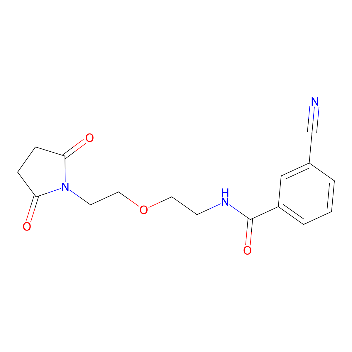 3-cyano-N-(2-(2-(2,5-dioxopyrrolidin-1-yl)ethoxy)ethyl)benzamide molecular structure, CAS 2034537-93-2