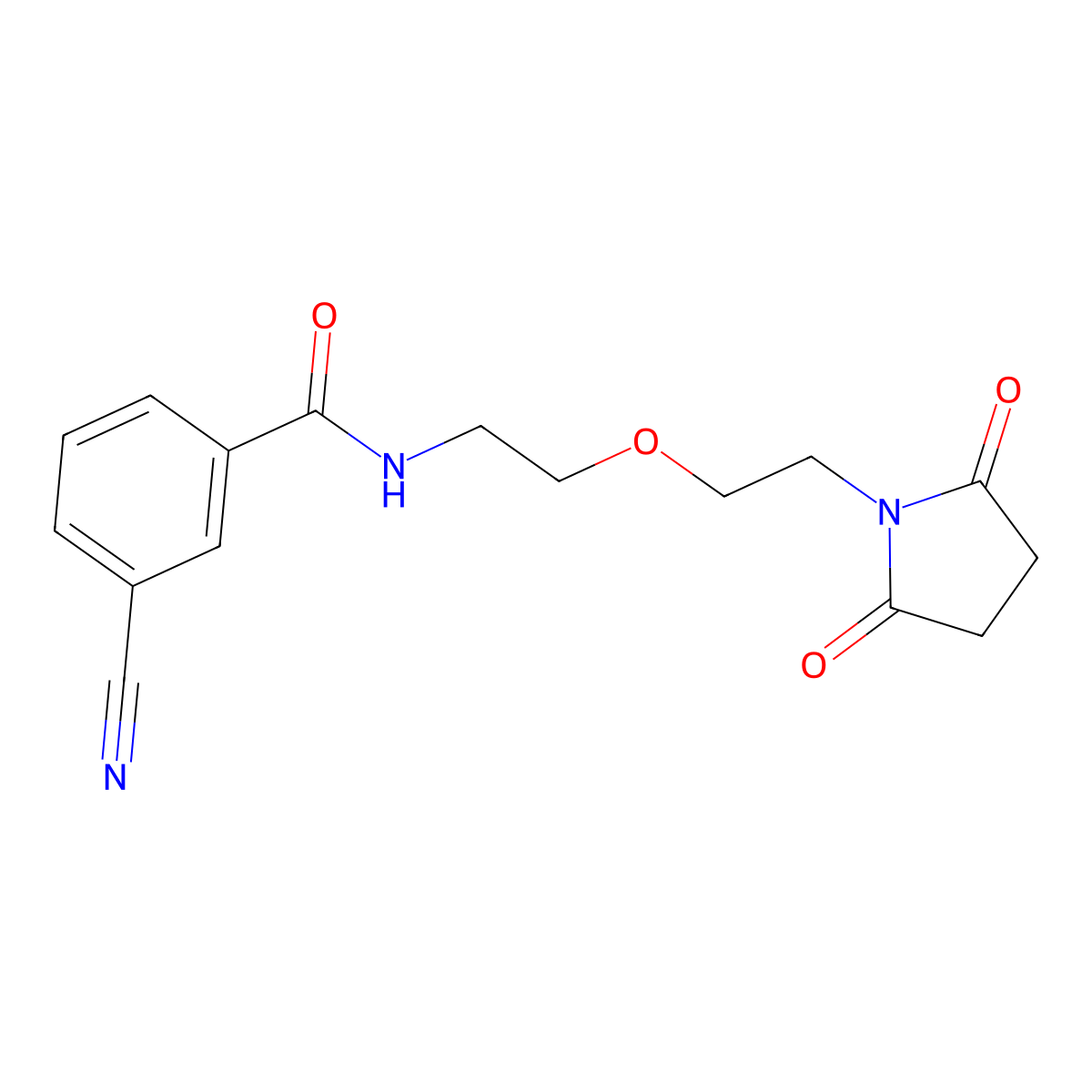 3-cyano-N-(2-(2-(2,5-dioxopyrrolidin-1-yl)ethoxy)ethyl)benzamide molecular structure, CAS 2034537-93-2