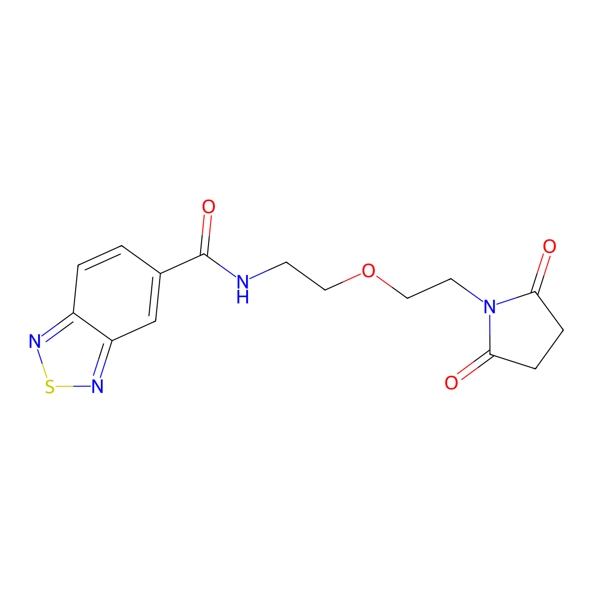 N-(2-(2-(2,5-dioxopyrrolidin-1-yl)ethoxy)ethyl)benzo[c][1,2,5]thiadiazole-5-carboxamide molecular structure, CAS 2034537-99-8