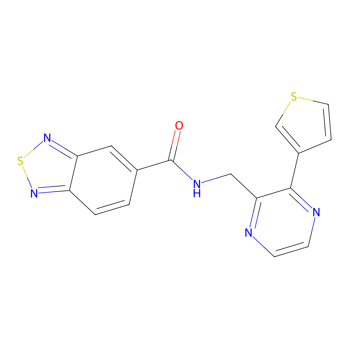 N-((3-(thiophen-3-yl)pyrazin-2-yl)methyl)benzo[c][1,2,5]thiadiazole-5-carboxamide molecular structure, CAS 2034538-00-4