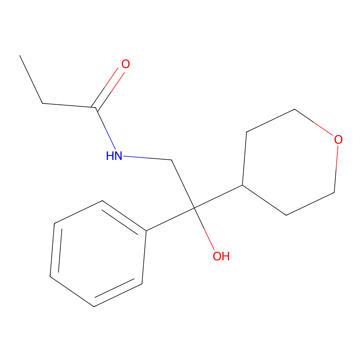 N-(2-hydroxy-2-phenyl-2-(tetrahydro-2H-pyran-4-yl)ethyl)propionamide molecular structure, CAS 2034538-01-5