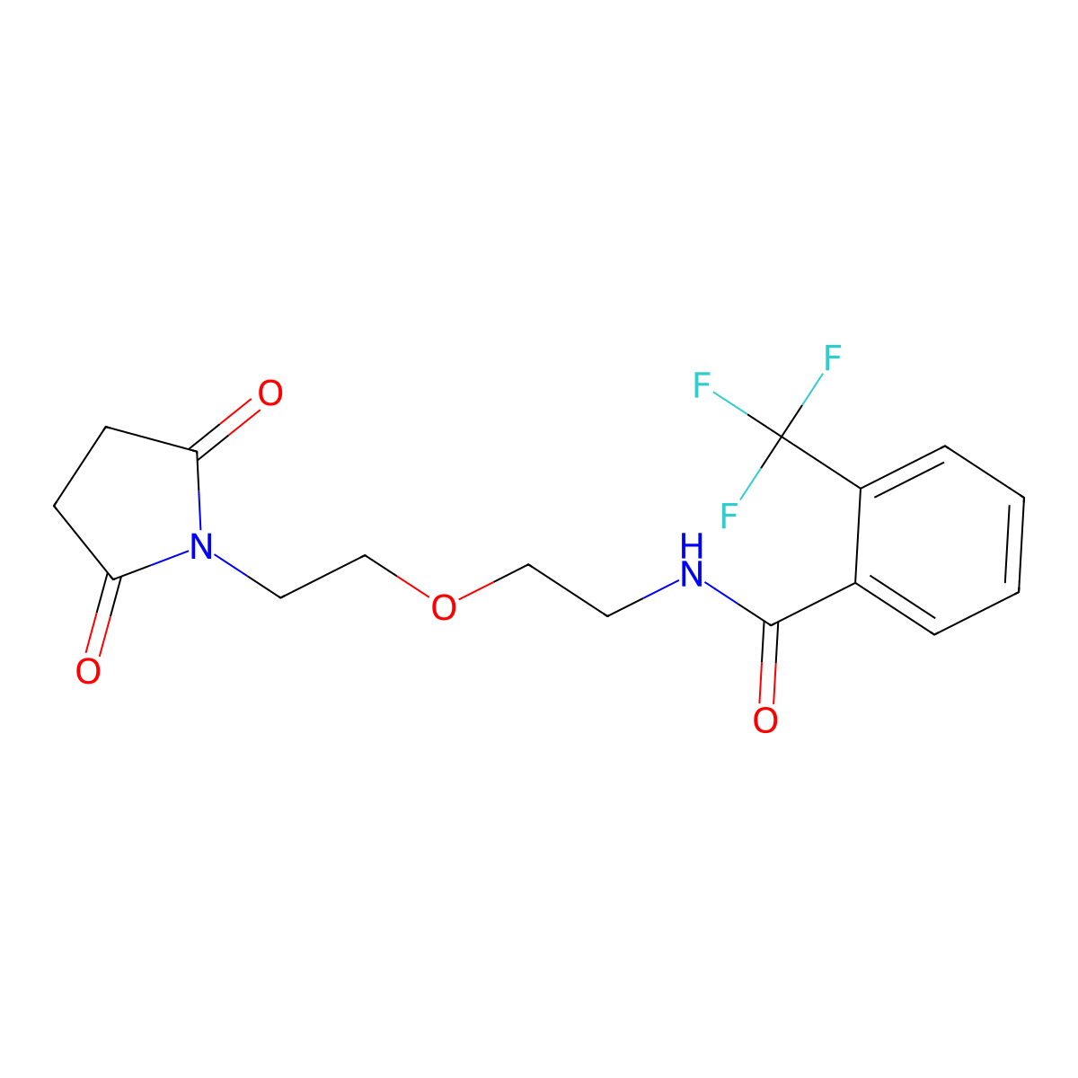 N-{2-[2-(2,5-dioxopyrrolidin-1-yl)ethoxy]ethyl}-2-(trifluoromethyl)benzamide molecular structure, CAS 2034538-03-7