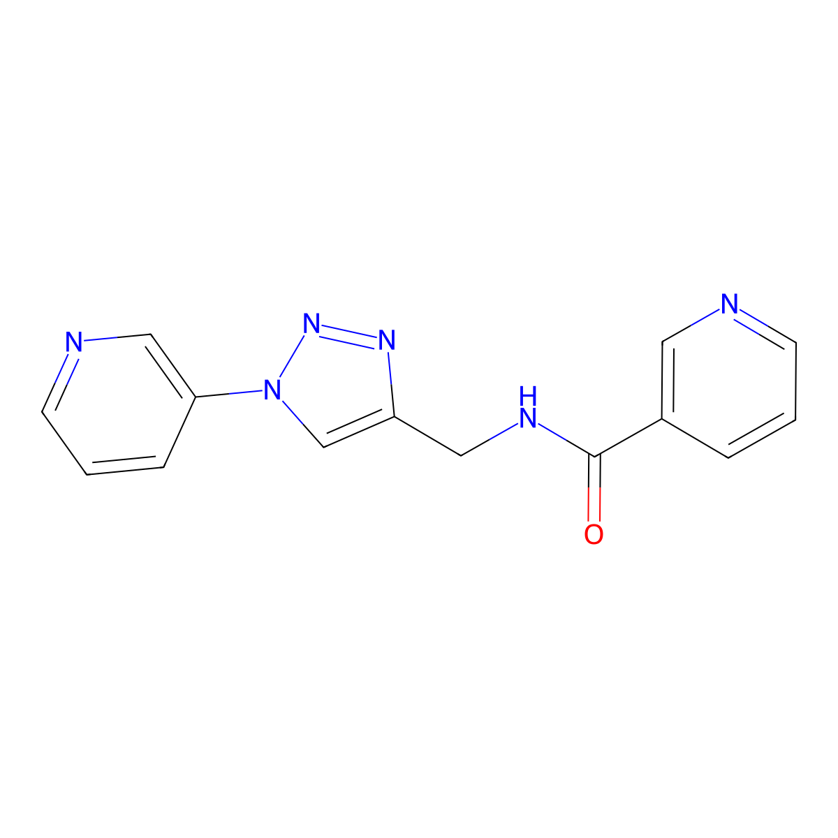 N-((1-(pyridin-3-yl)-1H-1,2,3-triazol-4-yl)methyl)nicotinamide molecular structure, CAS 2034538-08-2