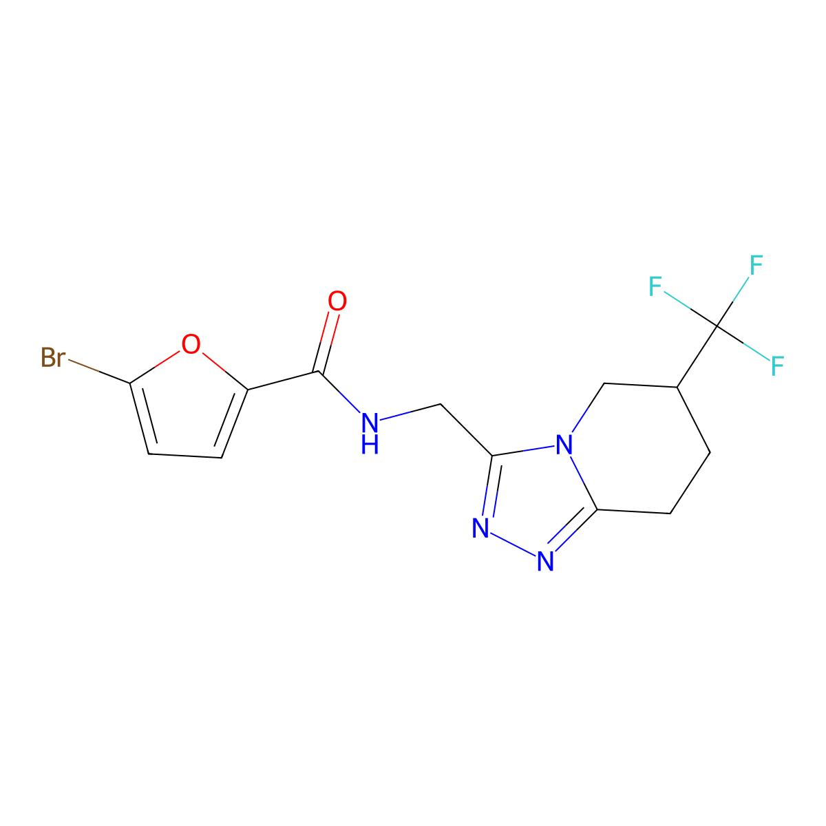 5-bromo-N-((6-(trifluoromethyl)-5,6,7,8-tetrahydro-[1,2,4]triazolo[4,3-a]pyridin-3-yl)methyl)furan-2-carboxamide molecular structure, CAS 2034538-14-0