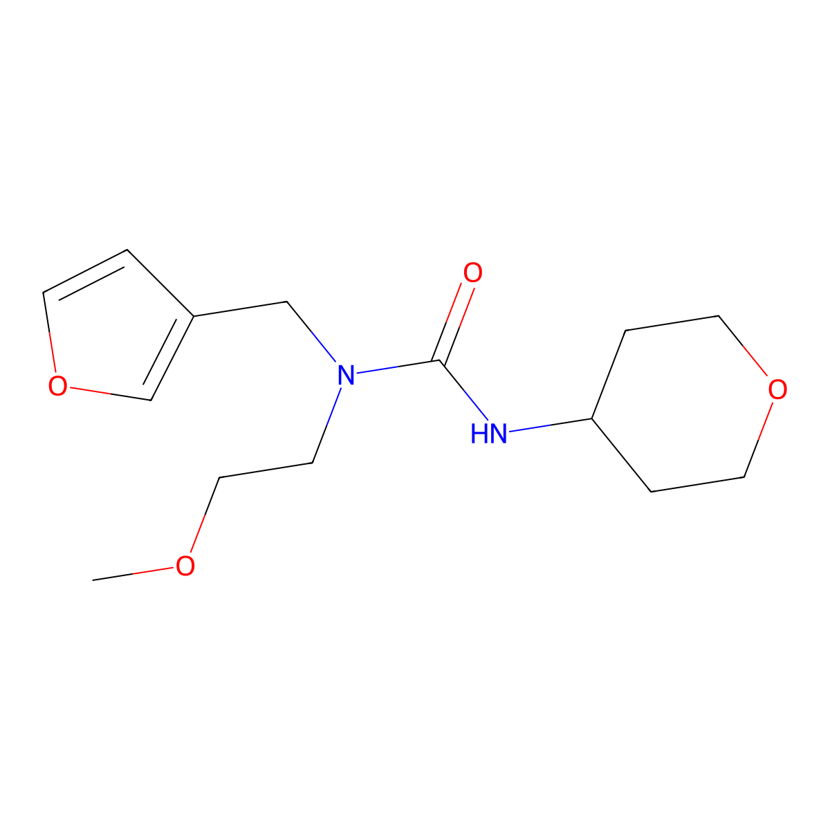 1-(furan-3-ylmethyl)-1-(2-methoxyethyl)-3-(tetrahydro-2H-pyran-4-yl)urea molecular structure, CAS 2034538-16-2