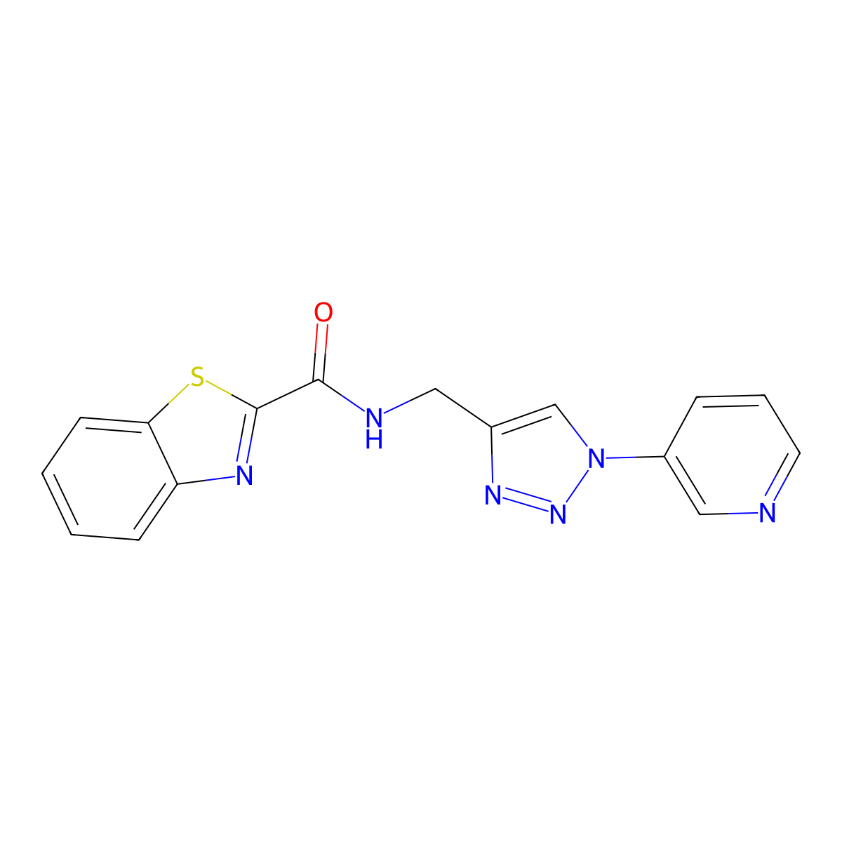N-((1-(pyridin-3-yl)-1H-1,2,3-triazol-4-yl)methyl)benzo[d]thiazole-2-carboxamide molecular structure, CAS 2034538-17-3