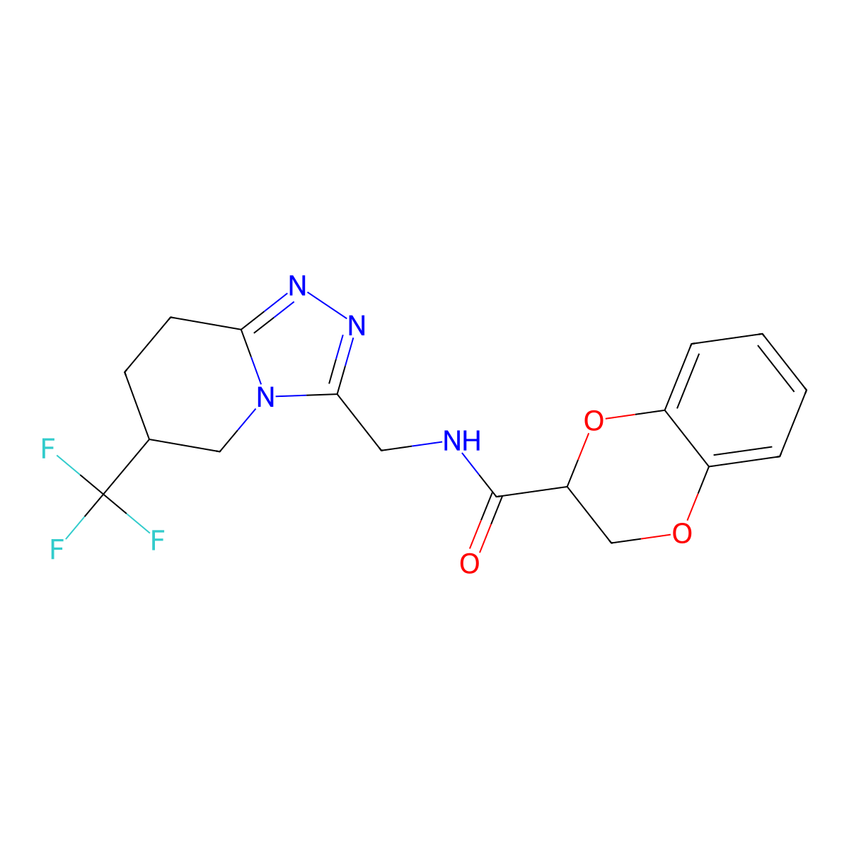 N-((6-(trifluoromethyl)-5,6,7,8-tetrahydro-[1,2,4]triazolo[4,3-a]pyridin-3-yl)methyl)-2,3-dihydrobenzo[b][1,4]dioxine-2-carboxamide molecular structure, CAS 2034538-19-5