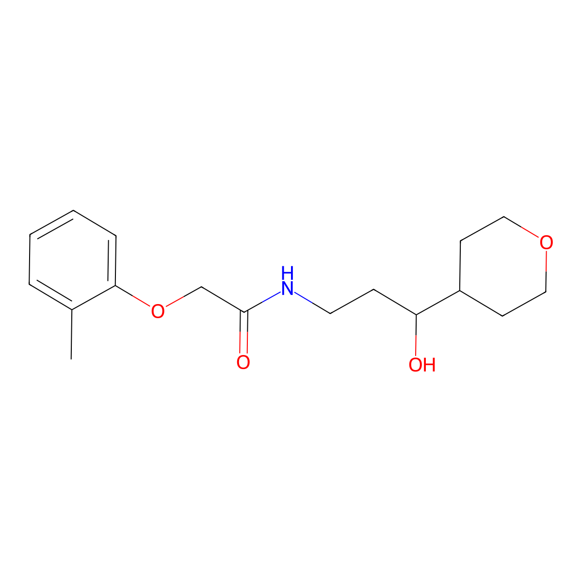 N-[3-hydroxy-3-(oxan-4-yl)propyl]-2-(2-methylphenoxy)acetamide molecular structure, CAS 2034538-20-8
