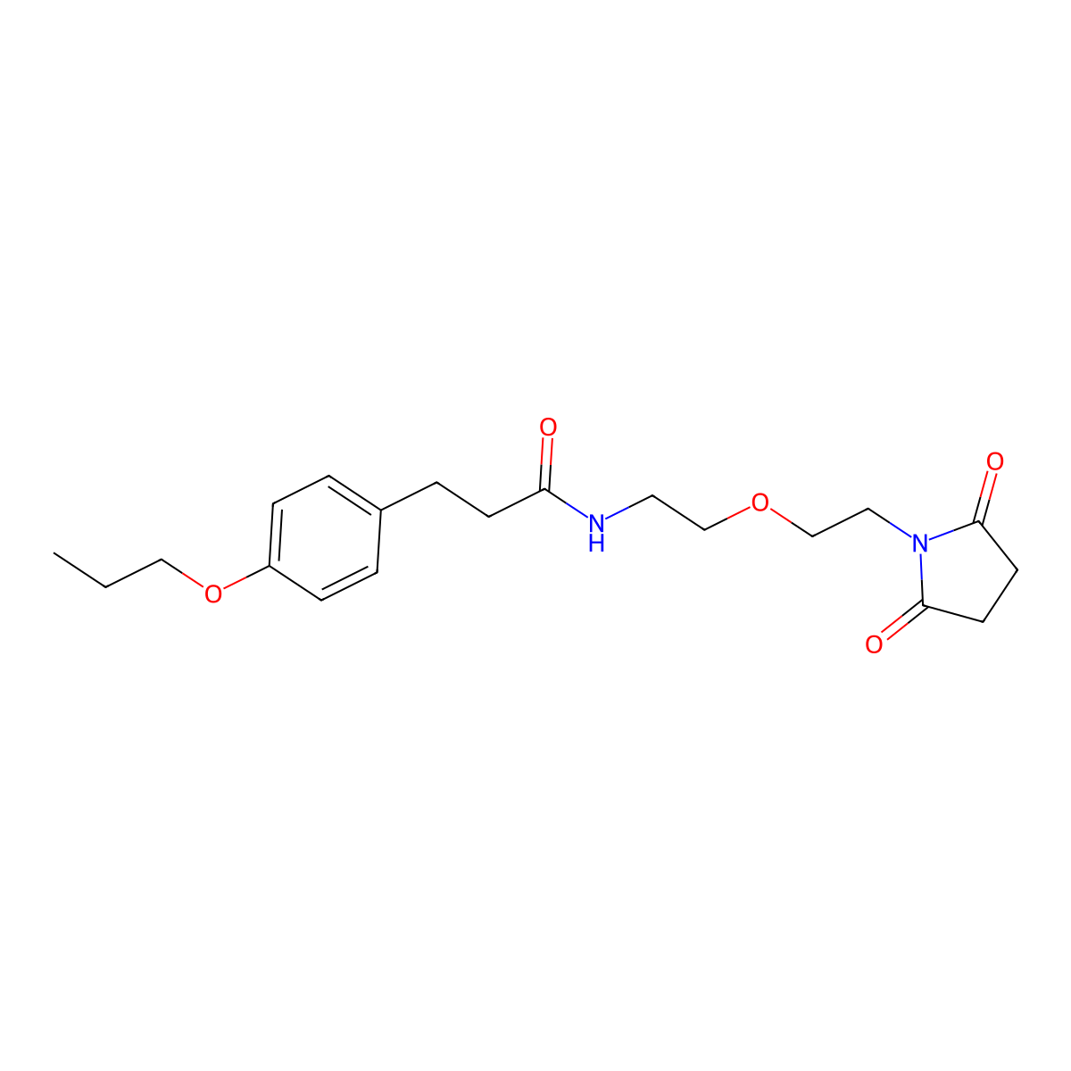 N-(2-(2-(2,5-dioxopyrrolidin-1-yl)ethoxy)ethyl)-3-(4-propoxyphenyl)propanamide molecular structure, CAS 2034538-24-2