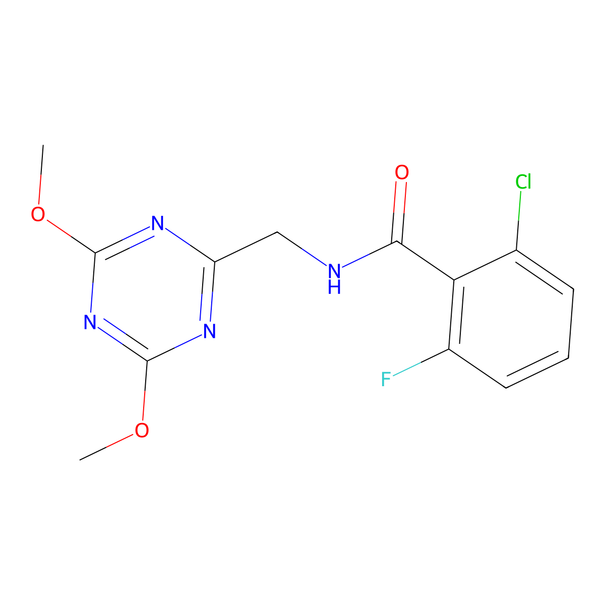 2-chloro-N-[(4,6-dimethoxy-1,3,5-triazin-2-yl)methyl]-6-fluorobenzamide molecular structure, CAS 2034538-33-3