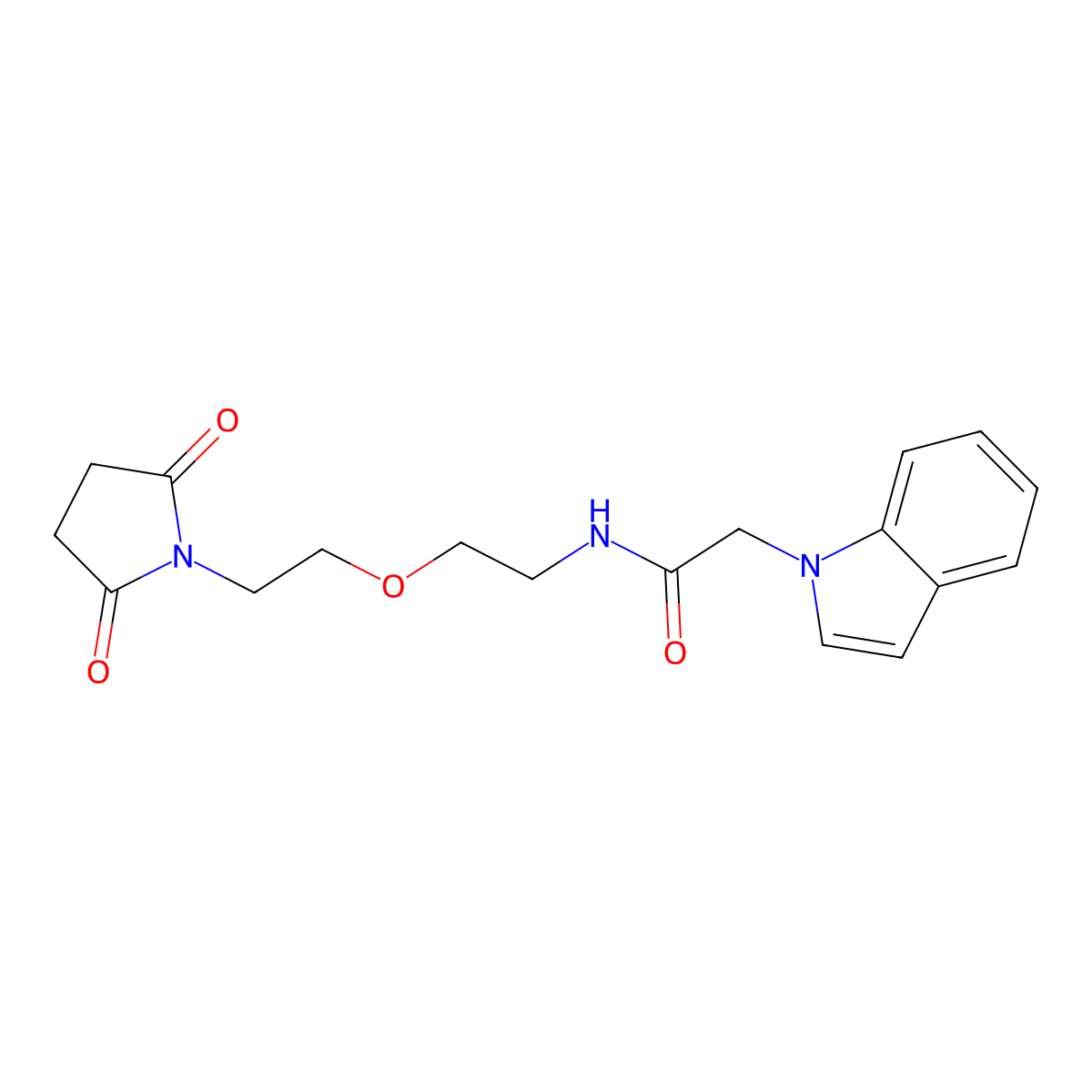 N-{2-[2-(2,5-dioxopyrrolidin-1-yl)ethoxy]ethyl}-2-(1H-indol-1-yl)acetamide molecular structure, CAS 2034538-36-6