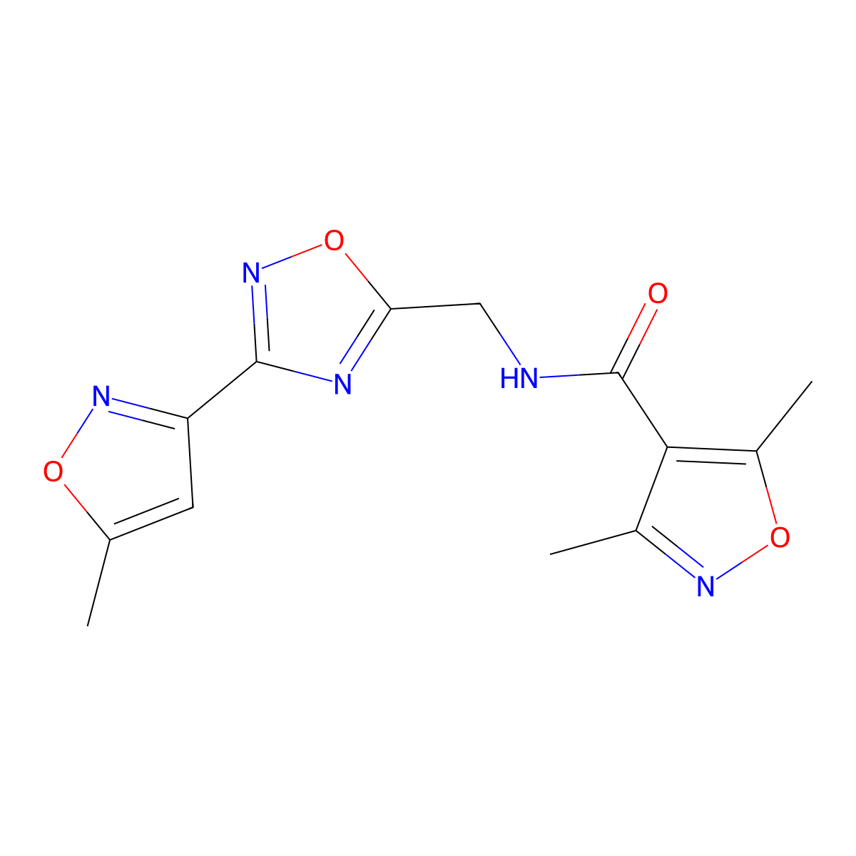 3,5-dimethyl-N-{[3-(5-methyl-1,2-oxazol-3-yl)-1,2,4-oxadiazol-5-yl]methyl}-1,2-oxazole-4-carboxamide molecular structure, CAS 2034538-43-5