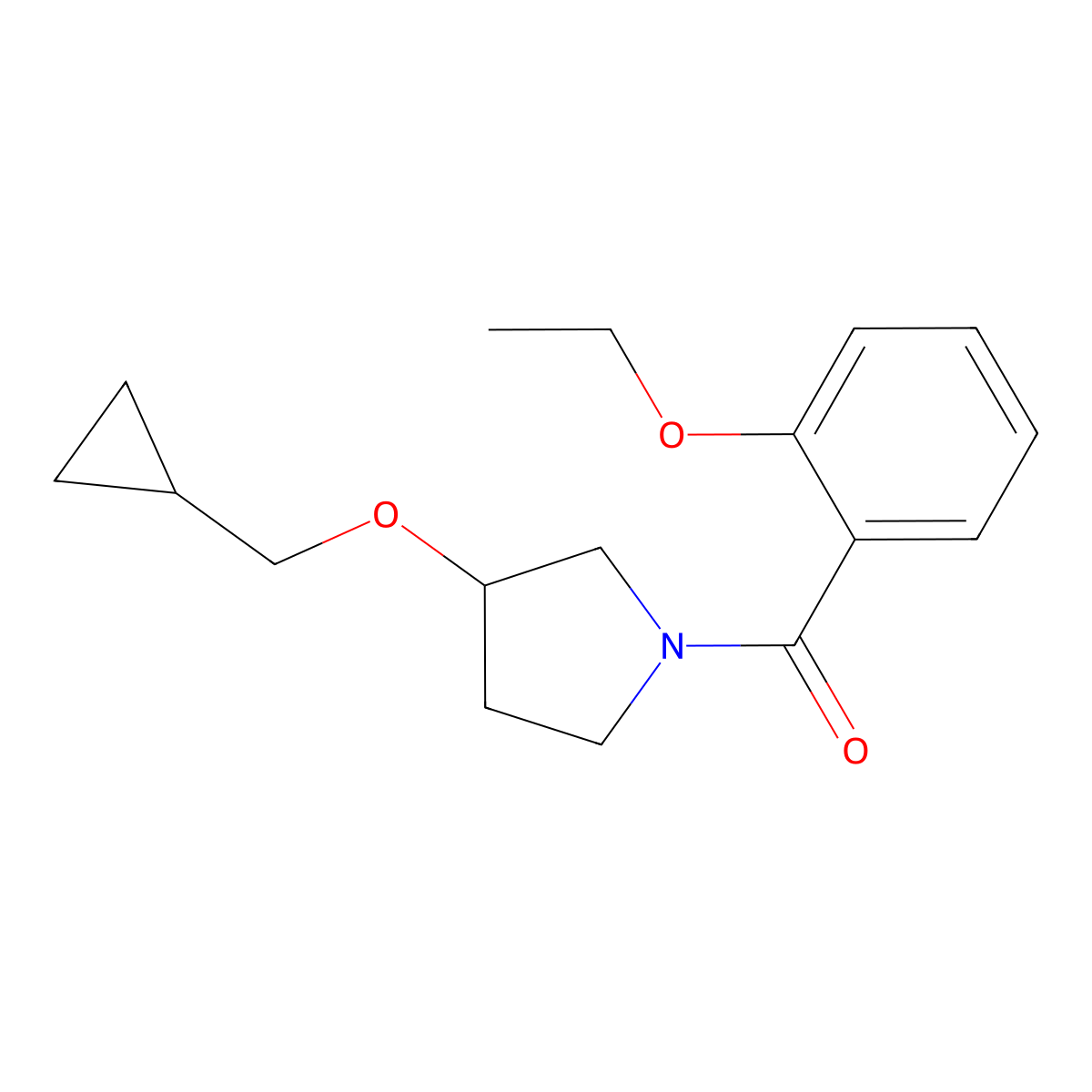 (3-(Cyclopropylmethoxy)pyrrolidin-1-yl)(2-ethoxyphenyl)methanone molecular structure, CAS 2034538-45-7