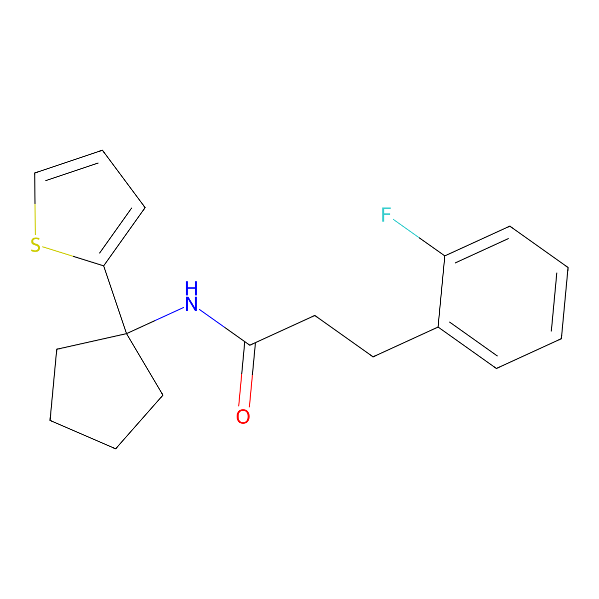 3-(2-fluorophenyl)-N-(1-(thiophen-2-yl)cyclopentyl)propanamide molecular structure, CAS 2034538-46-8