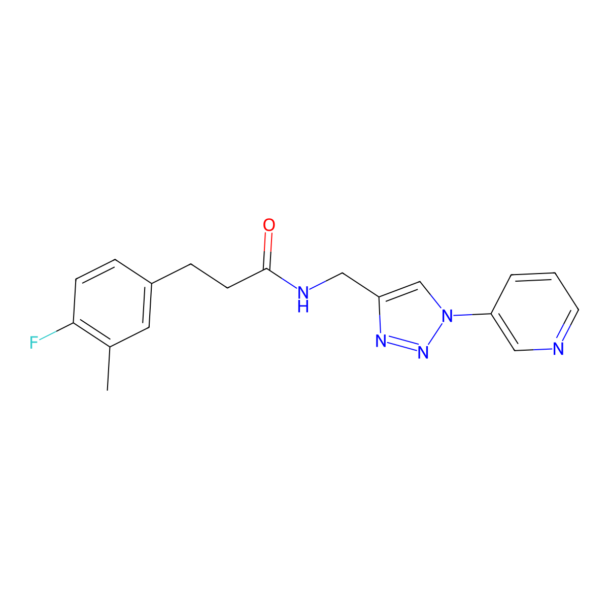 3-(4-fluoro-3-methylphenyl)-N-((1-(pyridin-3-yl)-1H-1,2,3-triazol-4-yl)methyl)propanamide molecular structure, CAS 2034538-47-9